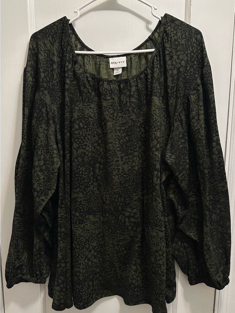 Ava & Viv Dark Olive Green Printed Long Sleeve Tunic